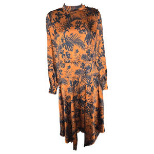 Future Collective Wom Small Dress Kahlana Barfield Brown High Neck Tropical